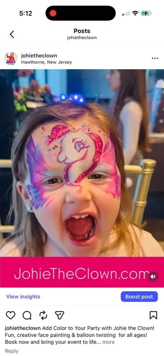 Give your guests an experience they’ll remember—high-quality face painting that keeps the kids smiling and the parents impressed.�https://www.johietheclown.com
✨ Reserve your spot now or call:�☎️ 646-285-1343 ☎️

#KidsPartyEntertainer
#BirthdayClown
#Clown
#BubbleShow
#Bubbles
#ChildrensParty
#FacePainting
#BirthdayPartyClown
#FacePaintingForKids
#BalloonTwisting
#BalloonTwistingParty
#BubbleShowForKids
#MagicianForKids
#ClownForBirthdayParty
#ToddlerParty
#PartyEntertainment
#InteractiveKidsEntertainment
#KidsBirthdayParty
#BirthdayPartyPackages
#SchoolEventEntertainment
#FamilyEventEntertainment
#AffordablePartyEntertainment
#NJClown
#BergenCountyParty
#NorthJerseyKids
#NJPartyEntertainer
#JohieTheClown
#TopEntertainerNJ